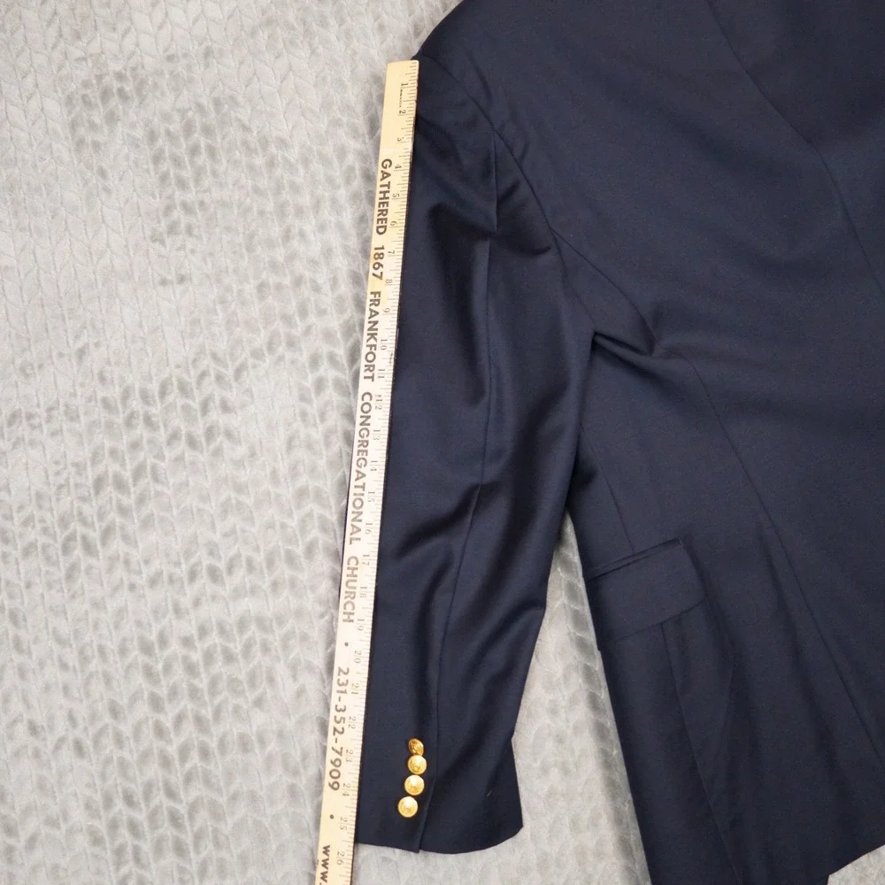 Lauren Ralph Lauren Blazer Men 42L Navy Gold Button Wool Blend Sport Coat (Fair)